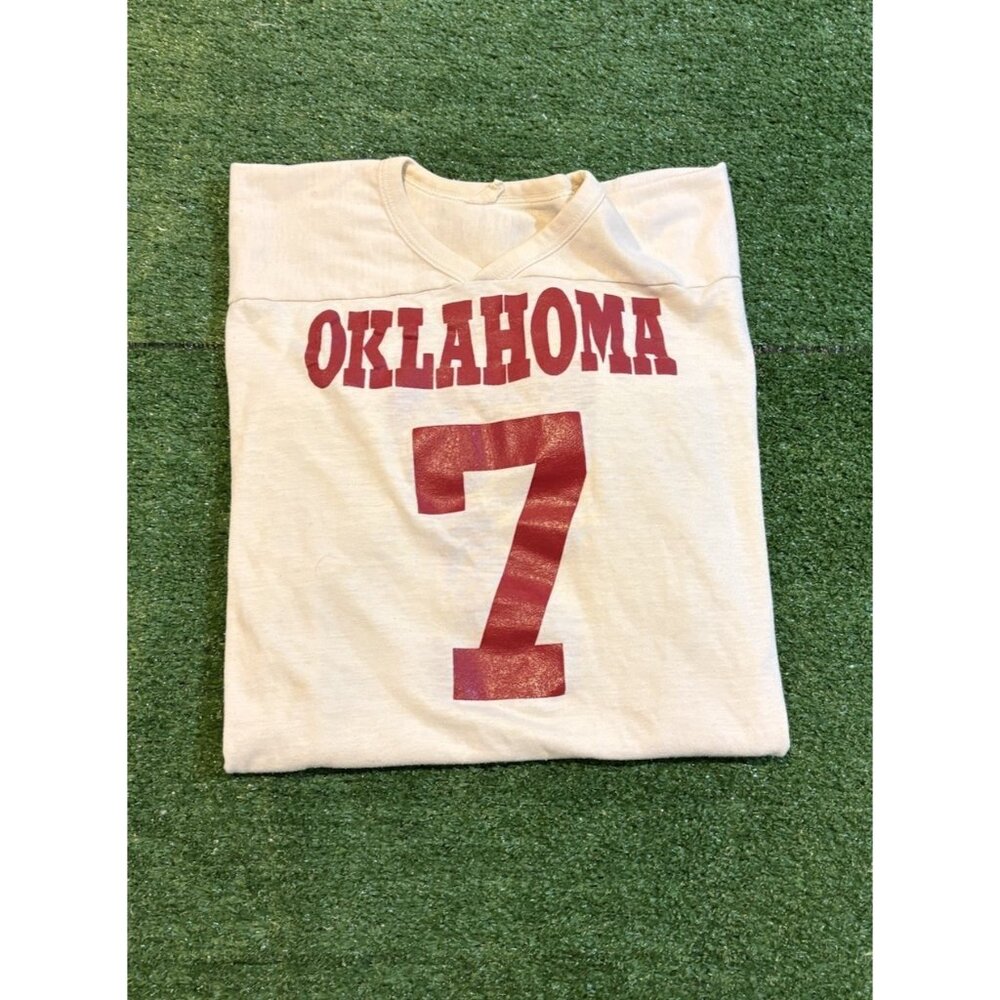 Vintage Oklahoma Sooners jersey mens large white red football #7 short sleeve 34